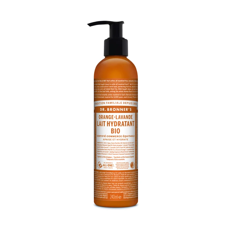 Dr Bronner's - Lait hydratant bio Orange / Lavande