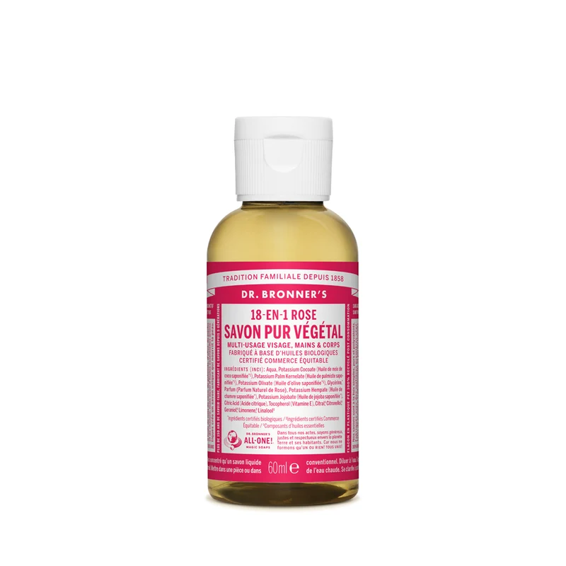 Dr Bronner's • Savon liquide pur végétal - Rose 60 ml