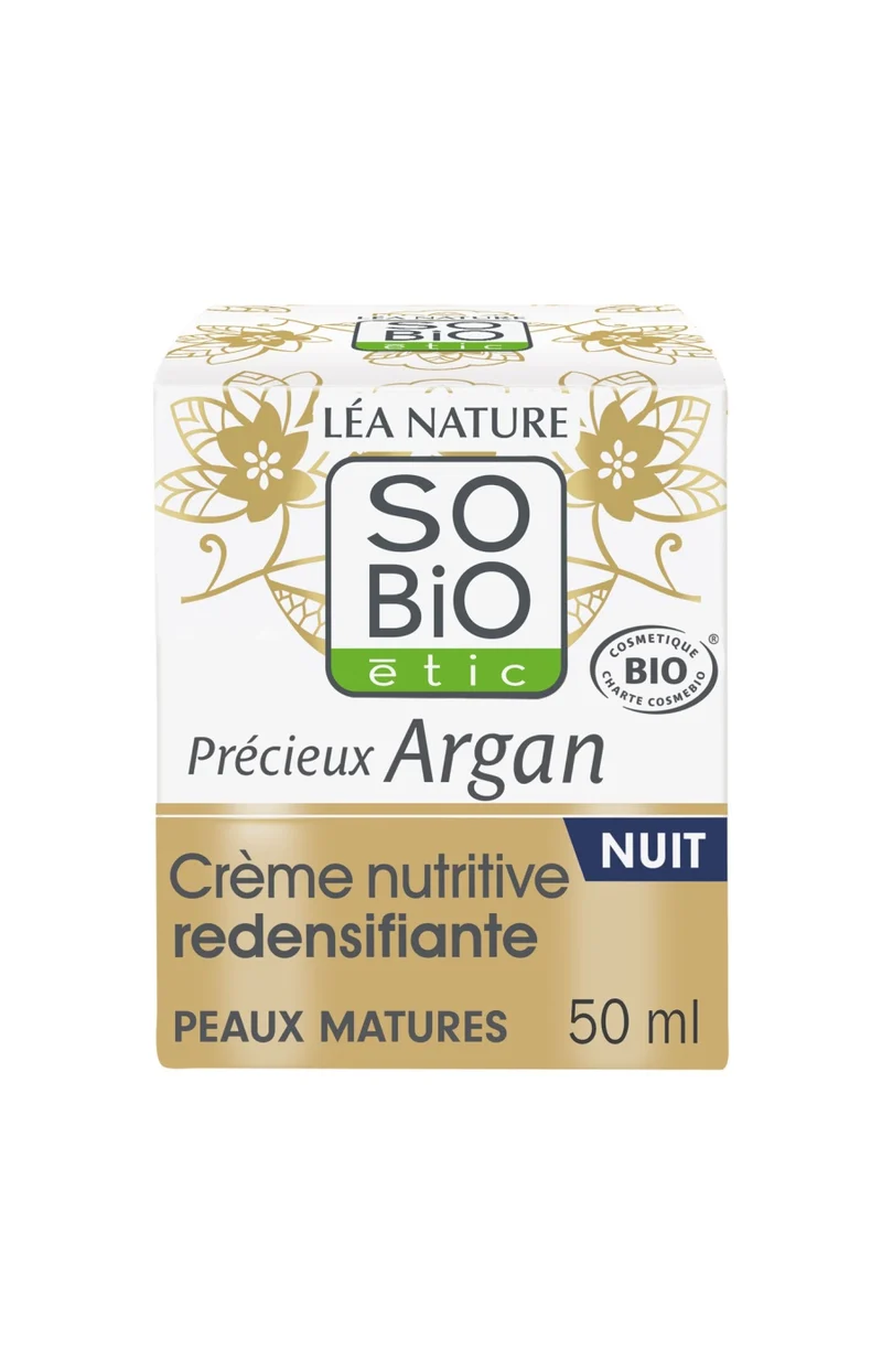 Crème de nuit redensifiante bio - Huile d'argan - Peaux matures