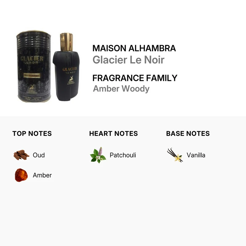Maison AlHambra Glacier Le Noir 100 ml — Eau de Parfum Uomo
