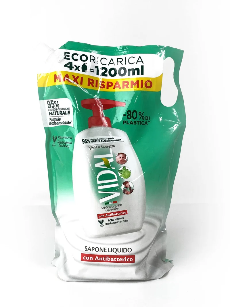 Vidal Sapone Liquido Ecoricarica Antibatterico 1200 ml — Sapone liquido