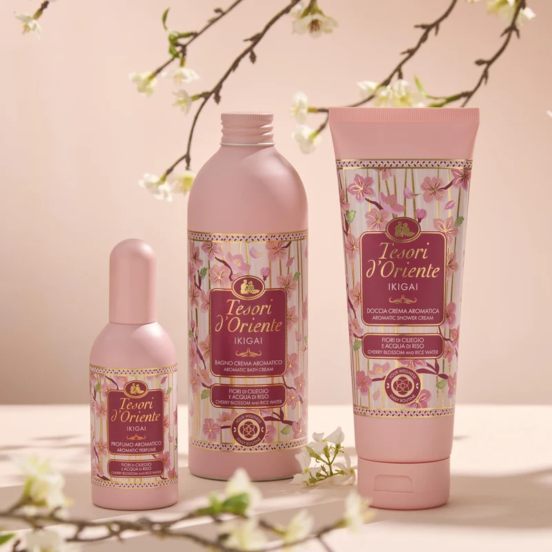 Tesori d'oriente Bagnocrema Aromatico Ikigai Fiori Di Ciliegio E Acqua Di Riso 500 ml — Bagnoschiuma