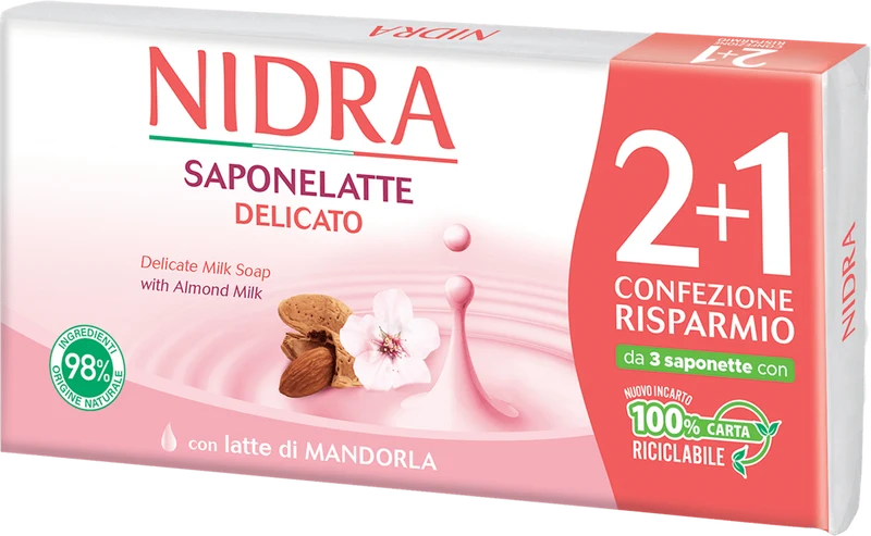 Nidra Saponelatte Delicato Con Latte Di Mandorla 2 E 1 pezzi 90 gr — Sapone