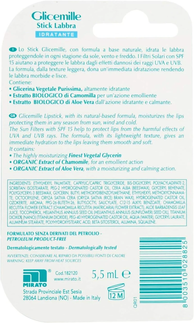 Glicemille Stick Labbra Idratante SPF 15 — Stick labbra solare