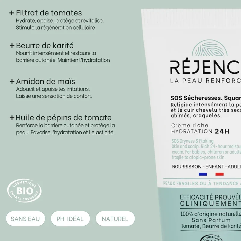 Crème riche SOS sécheresses, squames - 150mL - Bébé
