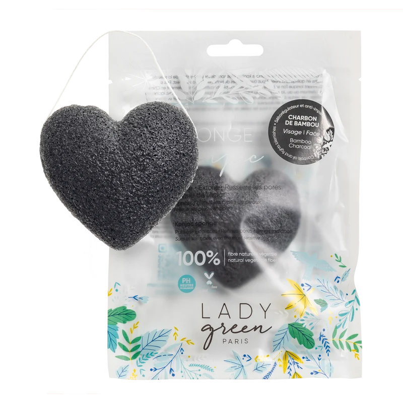 Eponge Konjac Visage - Charbon de Bambou