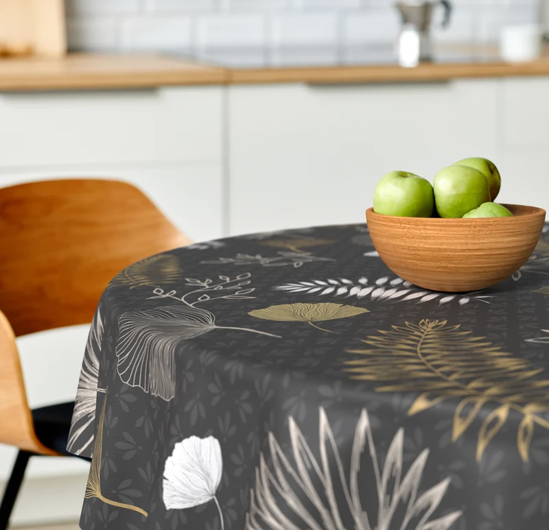 geprägte Wachstischdecke Blätter