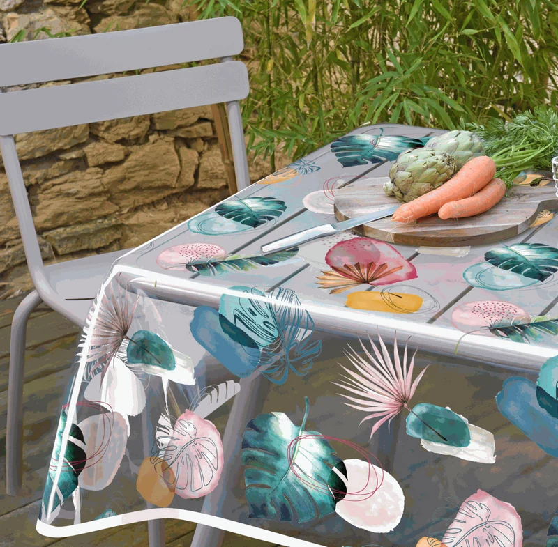 Tischfolie Transparent mit Blätter-Motiv