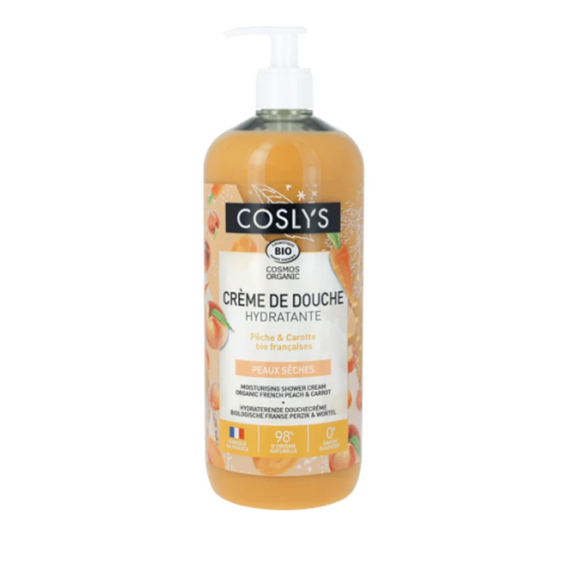 Coslys • Crème de Douche hydratante pêche-carotte 1L
