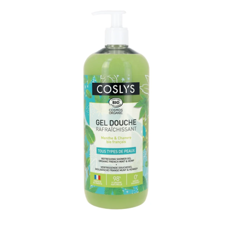 Coslys • Gel Douche rafraîchissant menthe-chanvre 1L