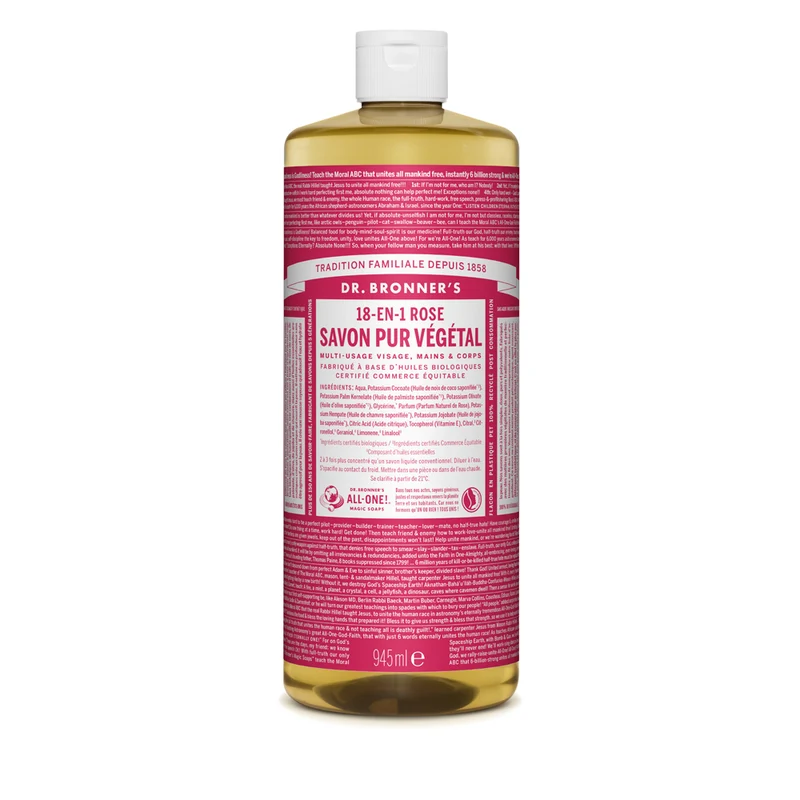 Dr Bronner's - Savon liquide pur végétal - Rose 945 ml