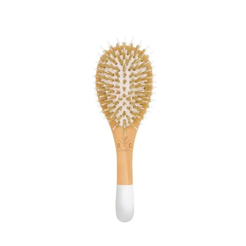 Brosse en bois démêlante et lissante petit modèle - Picots sanglier / nylon