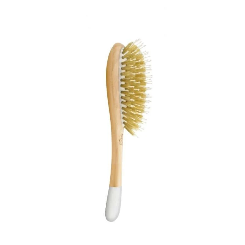 Brosse en bois démêlante et lissante petit modèle - Picots sanglier / nylon