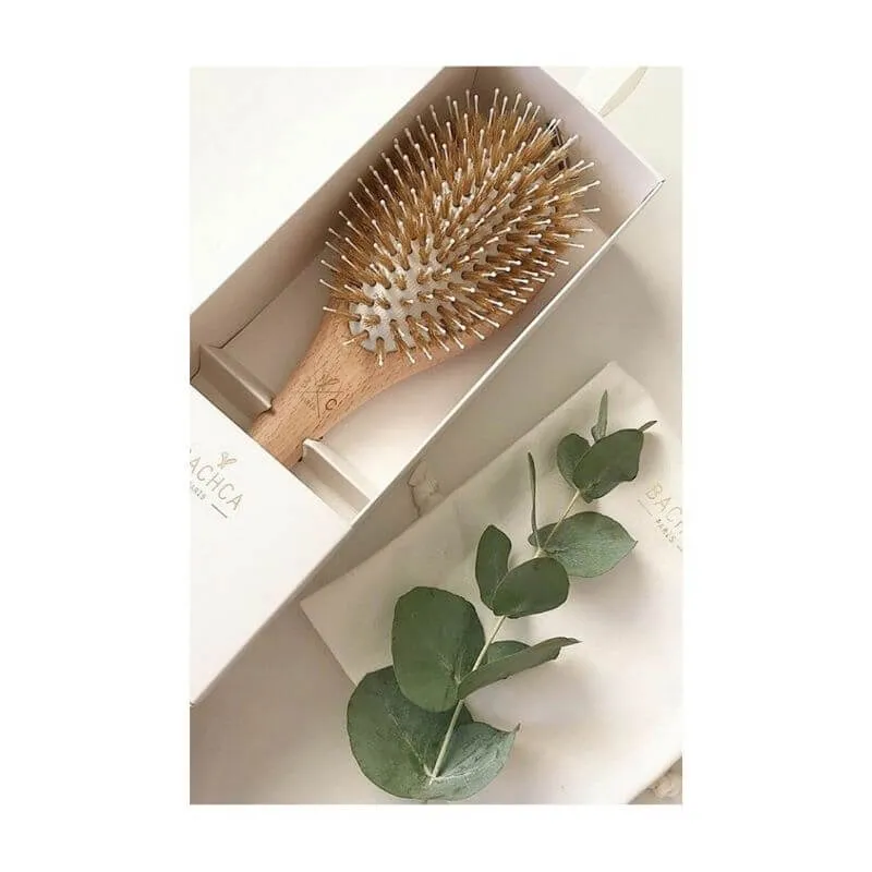 Brosse en bois démêlante et lissante - Picots sanglier / nylon