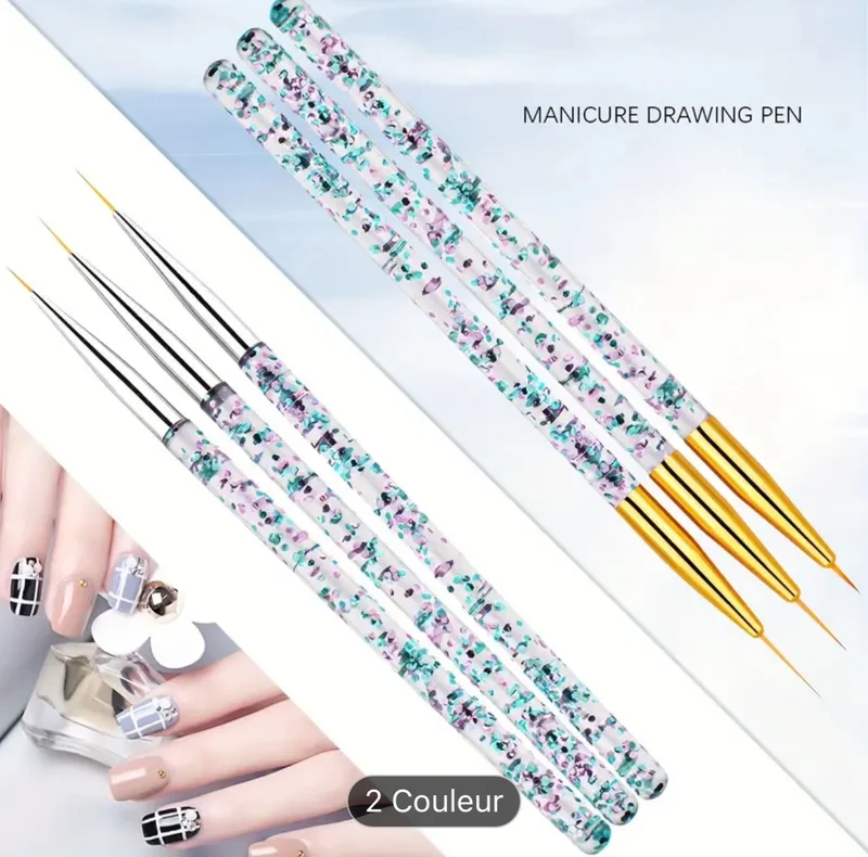 Pinceau De Peinture Acrylique Pour Nail Art Design De Fleurs Et De Rayures Stylo De Dessin Diy Outil De Manucure