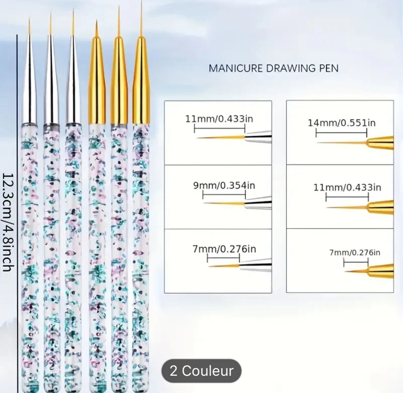 Pinceau De Peinture Acrylique Pour Nail Art Design De Fleurs Et De Rayures Stylo De Dessin Diy Outil De Manucure