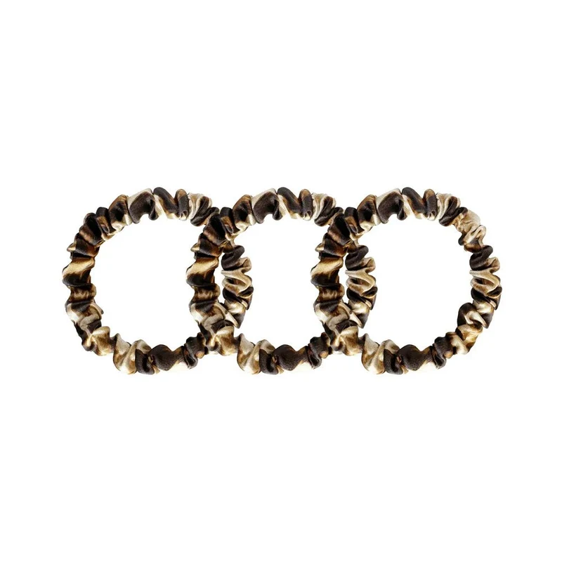 Silk Scrunchie Set - 3 x Leopard Größe XS