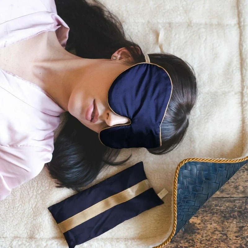 Printed Silk Lavender Eye Mask Fig Tree