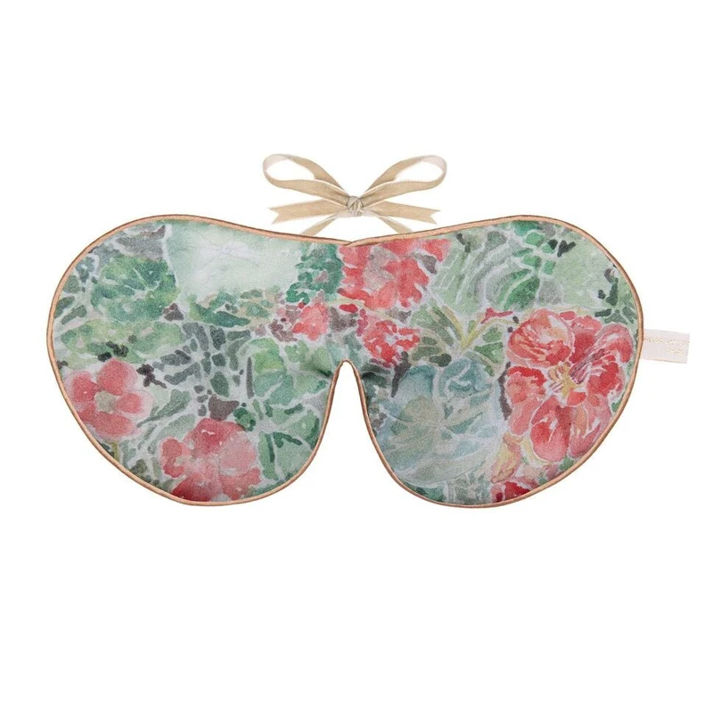 Printed Silk Lavender Eye Mask Nasturtium