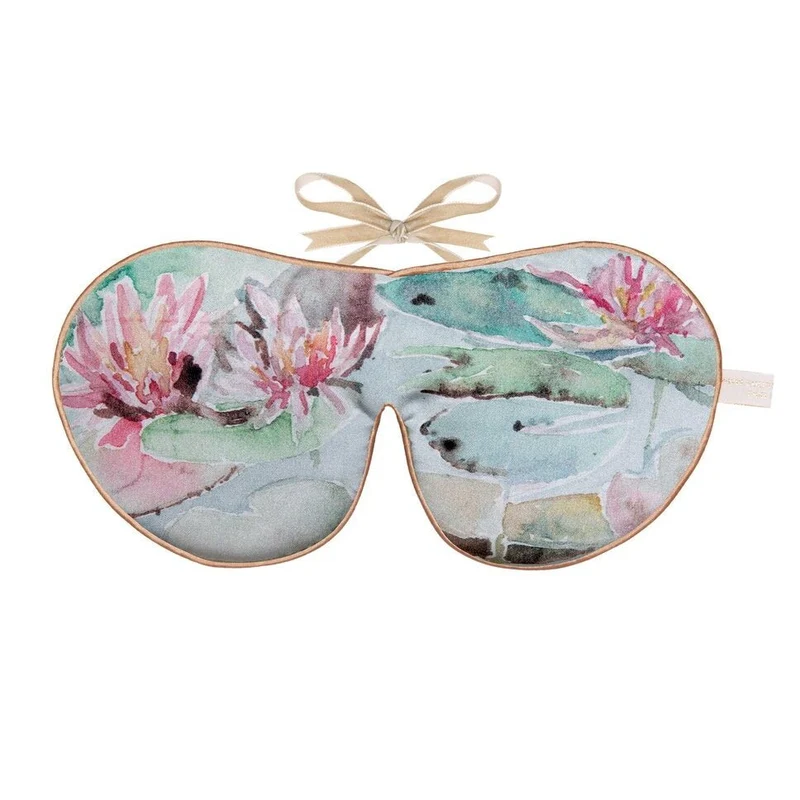 Printed Silk Lavender Eye Mask Water Lilies