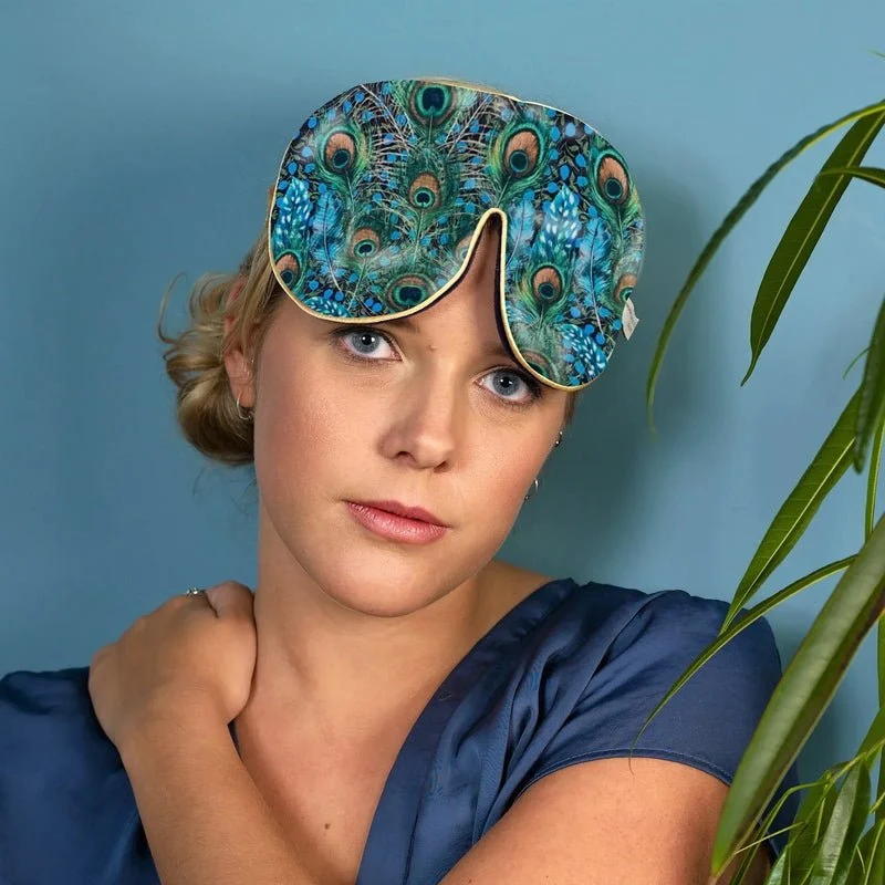 Printed Silk Lavender Eye Mask Water Lilies