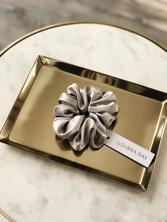 Silk Scrunchie Silver Grey