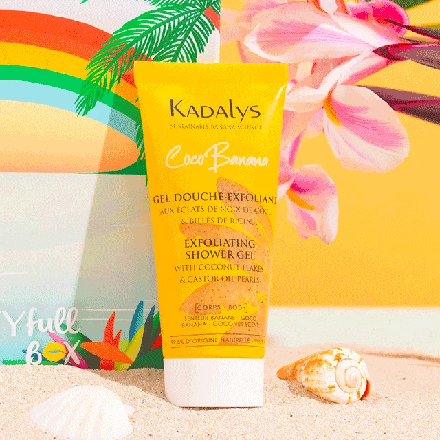 Gel Douche Exfoliant Banane Jaune & Éclat de Noix de Coco