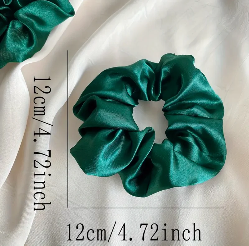 Élastique À Cheveux En Satin Vert Foncé Élégants Chouchou- Attaches De Cheveux Boho Chic Pour Femmes & Filles Porte-Queue De Cheval En Tissu Doux 1Pc