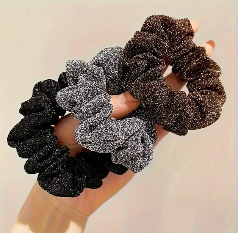 Élégant Velours Chouchous Ensemble - Paillettes Scintillantes Élastiques À Cheveux Style Doux Couleurs Assorties Multi-Pack Accessoires Cheveux 1Pc
