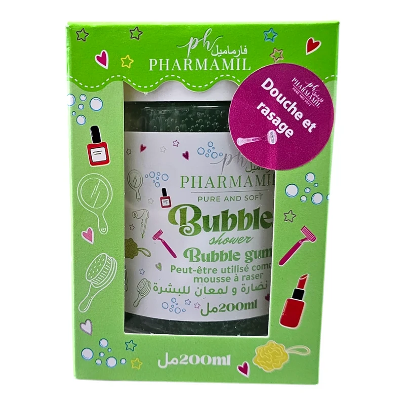 Pharmamil Crème Douche Et Rasage Pure And Soft Bubbles Bubble Gum