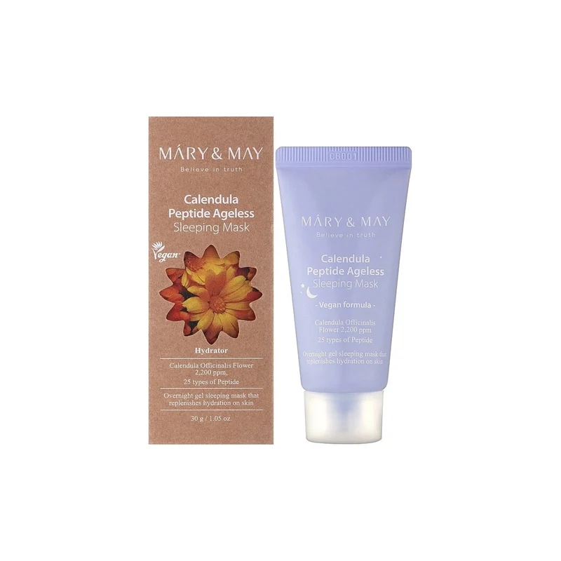 Mary&May Vegan Calendula Peptidi Ageless Sleeping Maschera Notte 30g — Maschera notte