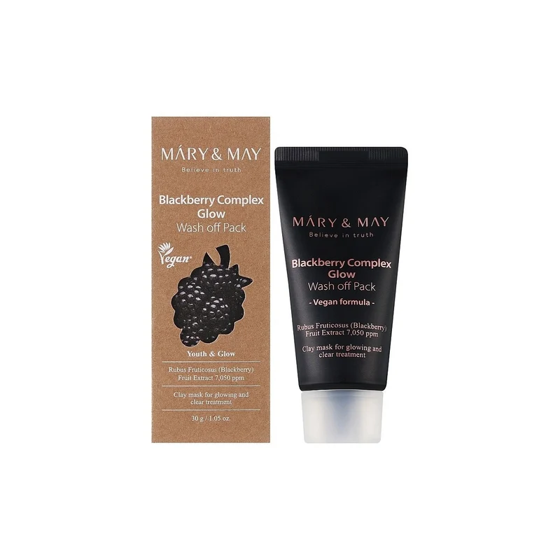 Mary&May Vegan Blackberry Complex Glow Wash-off Pack Clay Maschera Illuminante 30g — Maschera