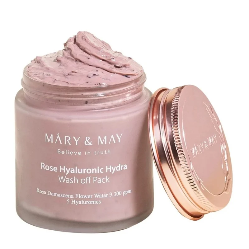 Mary&May Rose Acido Ialuronico Hydra Wash-off Pack Maschera Idratante 125g — Maschera