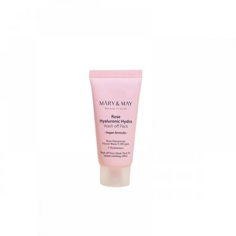 Mary&May Rose Acido Ialuronico Hydra Wash-off Pack Crema Maschera 30g — Maschera