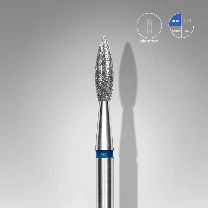 Staleks Foret À Ongles Diamant Pointu Bleu Flamme Tête Expert Diamètre 2,3 Mm / Partie Travaillante 8 Mm