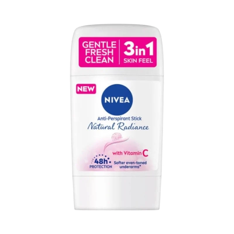 Nivea Anti-Perspirant Stick Natural Radiance With Vitamin C 48H Protection Softer Even Toned Underarms 3In1 Skin Feel