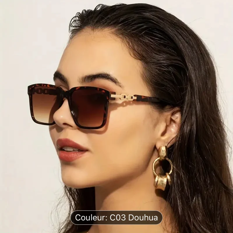 Lunettes De Soleil Carrées Tendance Pour Femme Avec Verres Dégradés