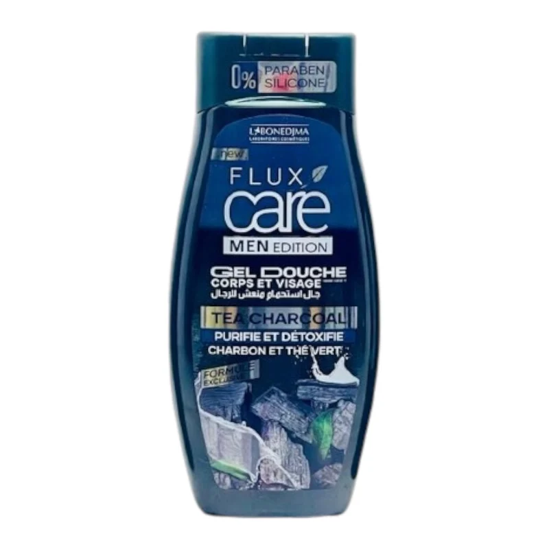 Flux Care Men Edition Gel Douche Corps Et Visage Tea Charcoal