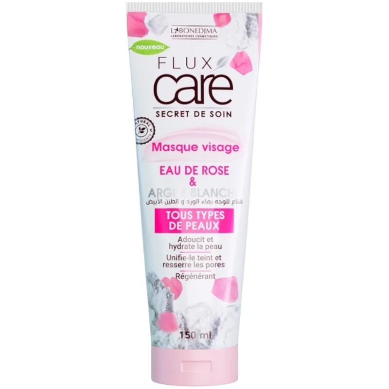 Flux Care Masque Visage Eau De Rose Argile Blanche Tous Types De Peaux