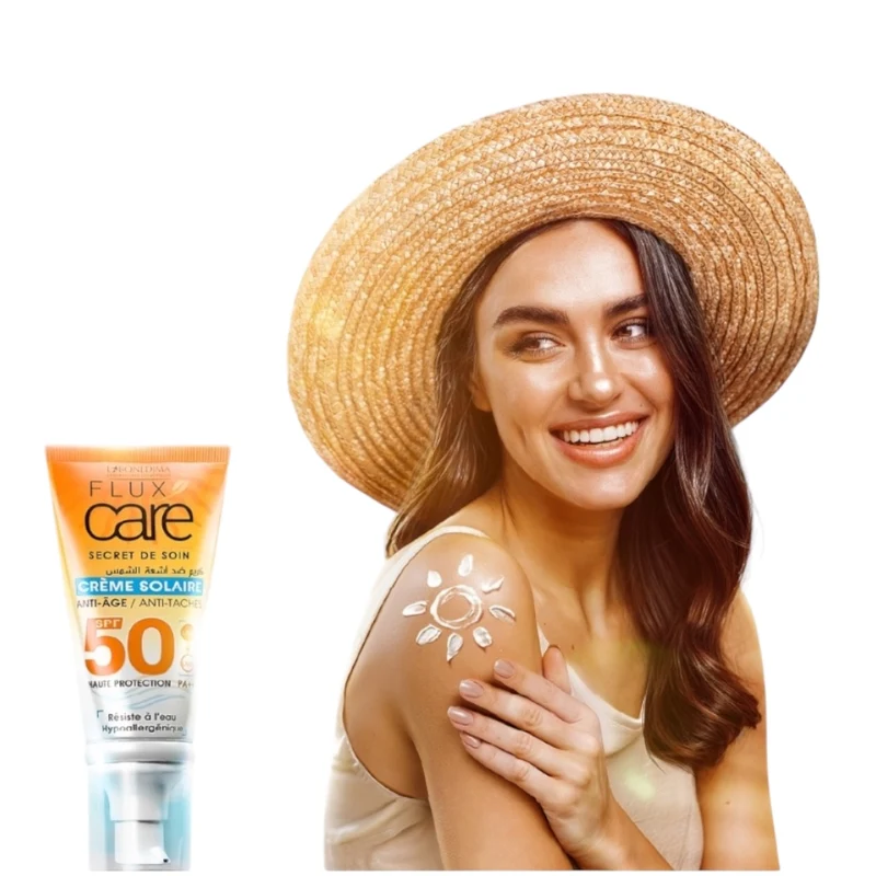 Flux Care Secret De Soin Créme Solaire Anti-Age 50 Haute Protection Pa++ Résiste À L'Eau Hypoallergénique
