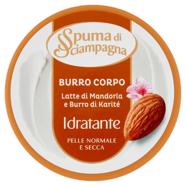 Spuma di sciampagna Burro Corpo Latte Di Mandorla E Burro Di Karité 200ml — Crema corpo