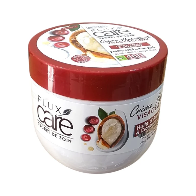 Flux Care Crème Hydratante Corps Et Visage Huile D'Argan Réparation Pour Peau Trés Sèche Ridée