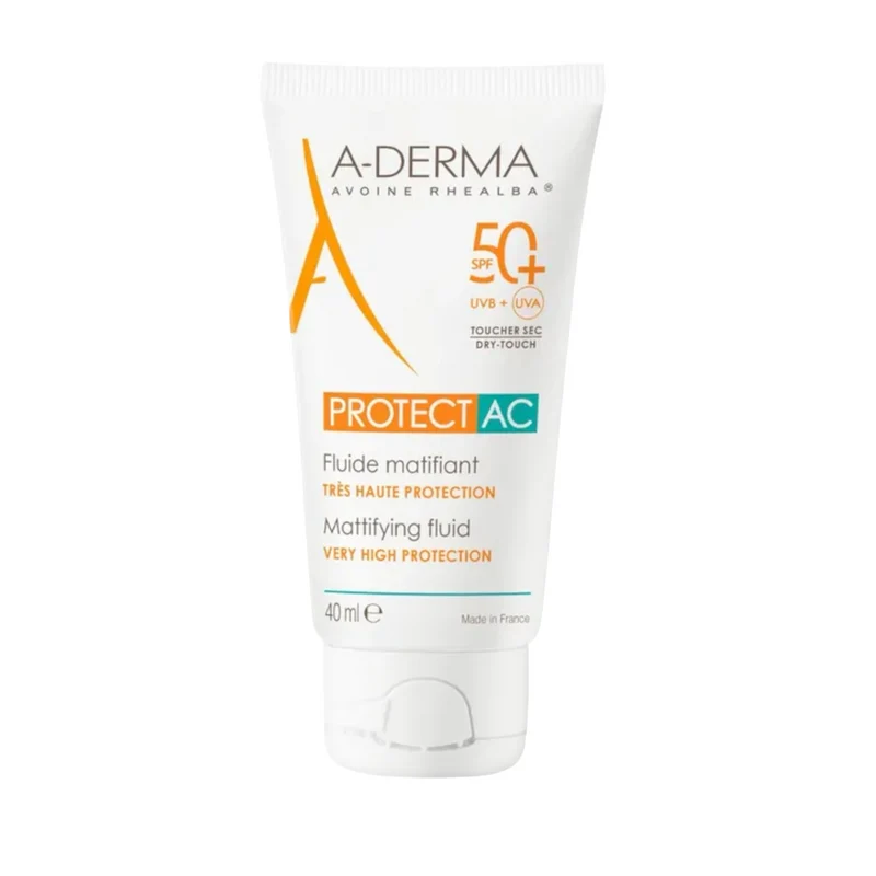 A-Derma Protect Ac - Fluide Matifiant Très Haute Protection 50+ - Visage - Peaux Mixtes À Grasses