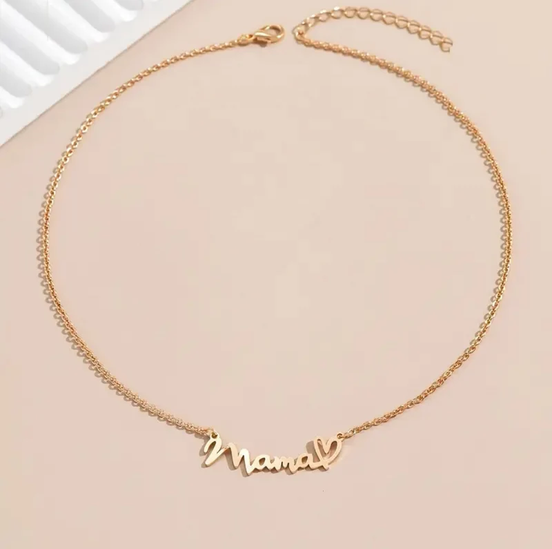 Collier Pendentif Lettre Mama Doux Cadeau Pour La Fête Des Mères