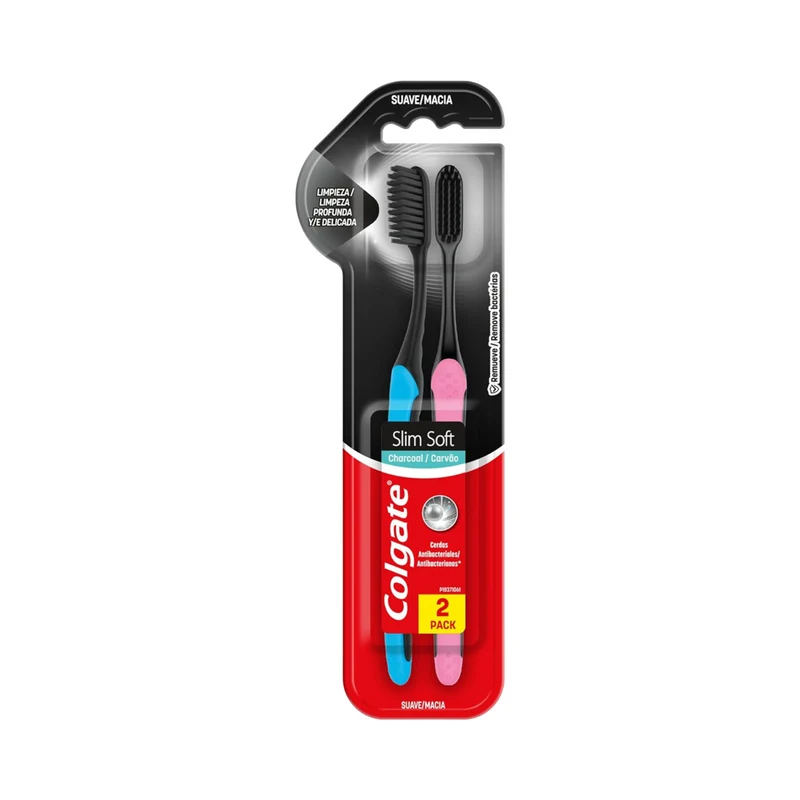 Colgate Brosse À Dents Souple Avec Poils De Charbon De Bois 2Pcs