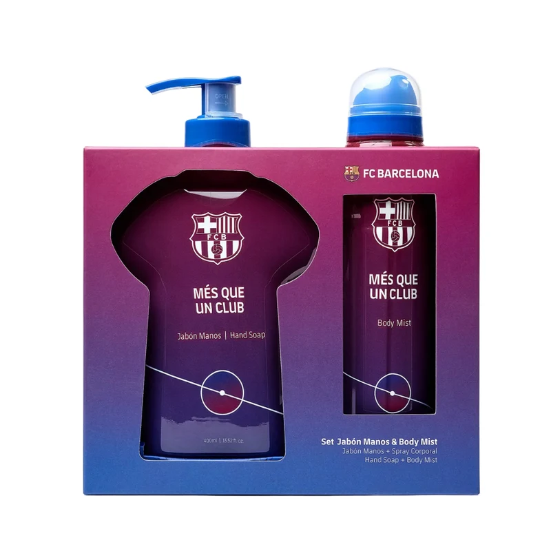 Fc Barcelona Set sapone liquido mani 400 ml e spray profumato uomo 180 ml — Set corpo