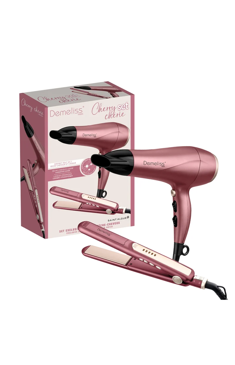 Coffret sèche cheveux & lisseur - Cherry chérie