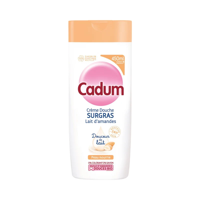 Cadum Lait De Douche Surgras À I'Huile D'Amandes Douces Bio Et Vanille Pour Peaux Sèches