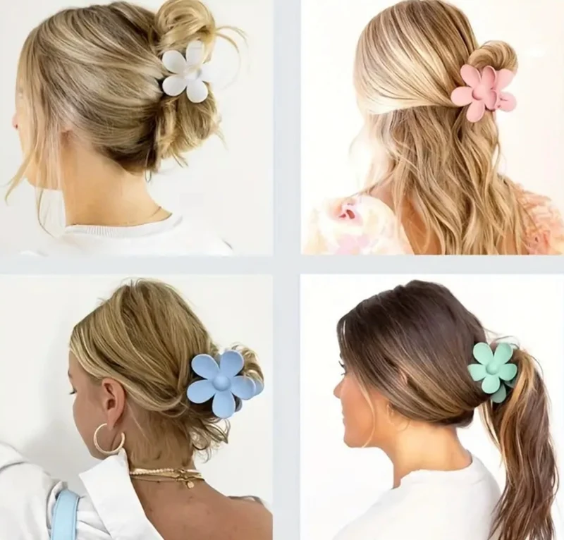 Pince À Cheveux Pinces À Griffes En Forme De Fleur Pinces À Mâchoires Carrées 1Pc