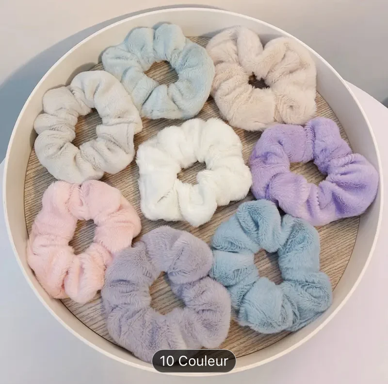 Couleurs Unies Chouchou Attaches Pour Cheveux Élastiques Pour Cheveux Chouchou Super Doux Porte-Queue De Cheval Chouchous À Fourrure Veloutée 1Pc